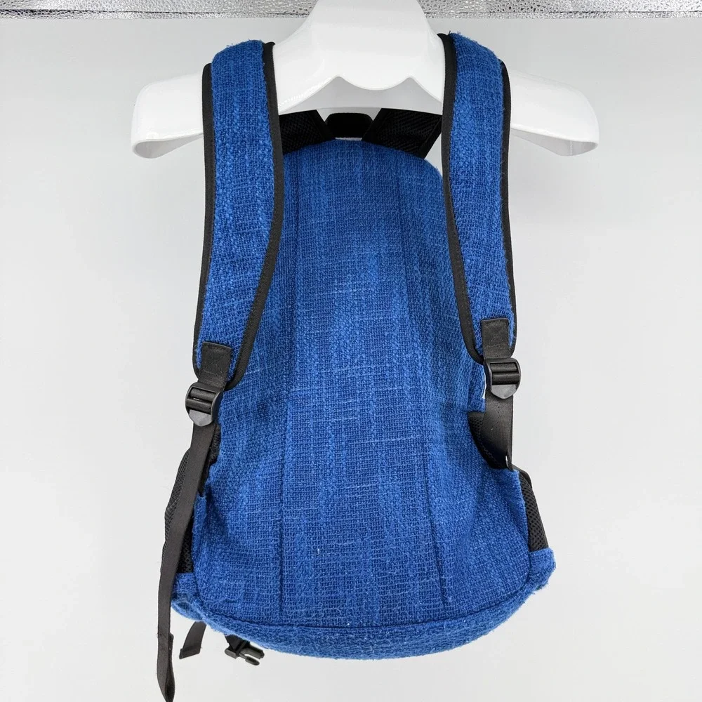 Dime Bags Hemp Blend Backpack Unisex Blue Boho Robot Patch Eco Friendly Bag